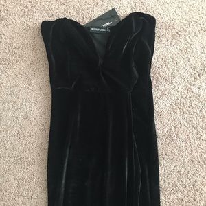 black velvet draped wrap detail bandeau maxi dress